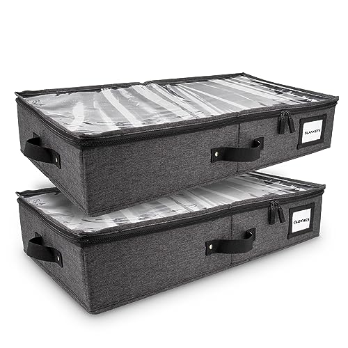 HOMELUX THEORY 2pc Under Bed Storage Containers, Bedroom Under the Bed Drawer Storage Organizer with Bins and Lids, Medium Underbed Clothes Storage Box Ideal for Blanket, Fabric, & Shoes (Dark Gray) - color: Dark Gray, size: Medium (2pc)