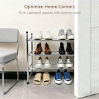 3 Tier Shoe Rack for Closet Metal Wide Retractable Stackable Shoe Storage Organizer for Closet Entryway Small Spaces 24.4 x19.69 x9 Inches