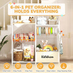 KAFAHOM Dog Toy Bin, Multi-Functional Dog Toy Basket with Collar Rod & Can Dispenser, Puppy Essentials Shelf, Dog Stuff Box, Perfect Basket for Dog Toys in Living Room, Great Gift for Pet Lovers - style: Ball Hook Shelf