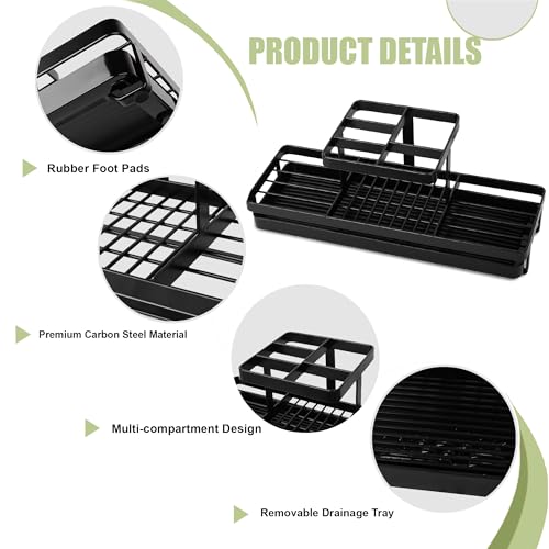 Toothbrush Holders for Bathrooms, Carbon Steel Tooth Brushing Holder Electric Toothbrush and Toothpaste Organizer Bathroom Accessories for Countertop, Shower, Sink, 5 Slots, Matte Black - color: Black, size: Large