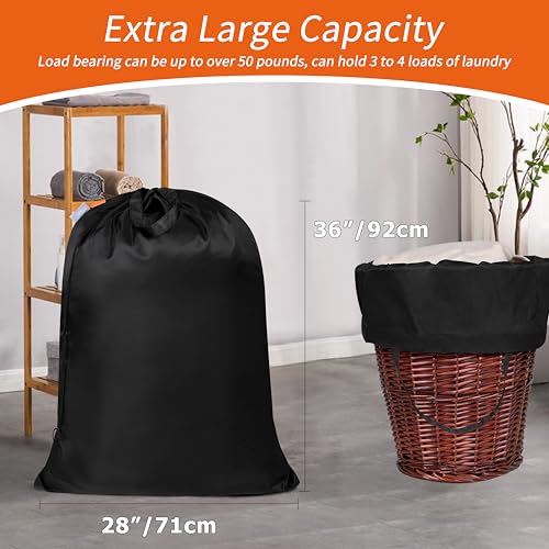 Polecasa Extra Heavy-Duty Laundry Bag 28x36”- Machine Washable Large Storage Bag with Reinforced Handles & Drawstring Closure & ID Tag for College Dorm Travel -Black - color: Black, size: 28" x 36" | 1 Pack