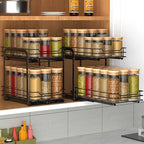 BOIVSHI 2-Tier Spice Rack, Pull Out Spice Racks Organizer for Cabinet, Height Adjustable Heavy Duty Metal Basket for Inside Cabinets & Pantry Closet (7.5''Wx10.5''Dx9.5''H) - size: 2 Tier,7.5''Wx10.5''Dx9.5''H