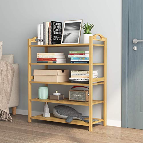 UDEAR Bamboo Shoe Rack 5-Tier Shoe Storage Organizer Entryway Shoe Shelf - size: 5-Tier