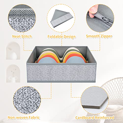 DIMJ Drawer Organizers - 12 Pack Foldable Closet & Sock Organizers, Fabric Dresser Drawer Dividers for Clothes, Underwear, Bras, Socks - color: Blended Gray, size: 12 Pack