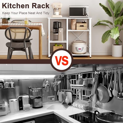 soges Kitchen Standing Baker's Rack, Utility Microwave Oven Stand, Multi-Layers Kitchen Storage Cart Workstation Shelf, Coffee Cart, White - color: White