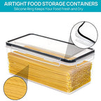 Vtopmart Airtight Food Storage Containers with Lids 4PCS Set 3.2L, Plastic Spaghetti Canisters for Pasta organizer, BPA Free Air Tight Kitchen Pantry Organization