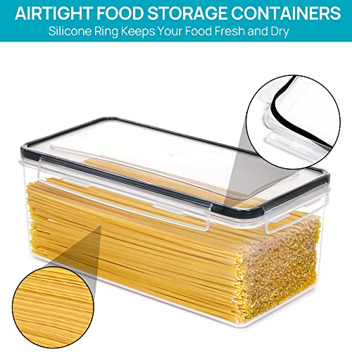 Vtopmart Airtight Food Storage Containers with Lids 4PCS Set 3.2L, Plastic Spaghetti Canisters for Pasta organizer, BPA Free Air Tight Kitchen Pantry Organization