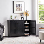 Yaheetech Shoe Cabinet with 3 Doors, Adjustable Shoe Organizer 4 Tier Shoe Rack Shelves, Freestanding Shoe Storage Cabinet for Entryway, Bathroom, Living Room, Black