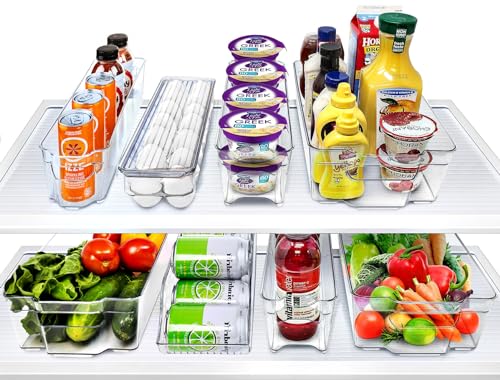 Sorbus Fridge Organizer Bins – Set of 8 Refrigerator Organizers and Storage Containers, Stackable Freezer Bins and House Essentials for New Home, BPA-Free Pantry Drawer Organizers - size: 8 Pack