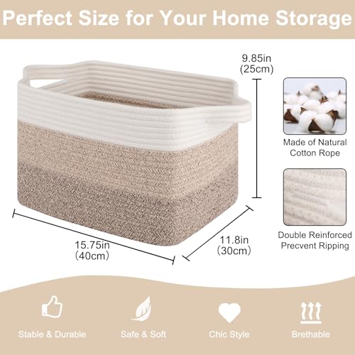 OIASKET Storage Baskets for Organizing, Woven Baskets for Shelves, Rectangle Decorative Organizer for Storage Clothes, Toy, Books, Towels Nursery Bins 3 Pack (Gradient Yellow, 15.75"x11.8"x9.85") - color: Gradient Yellow, size: 15.75"x11.8"x9.85"