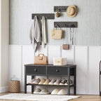YATINEY Hall Tree with Bench and Shoe Storage, Entryway Bench with Coat Rack, 4-in-1 Coat Rack Shoe Bench, Multifunctional, for Front Door, Hallway, Foyer, Charcoal Grey and Black MT05BC - color: Charcoal Grey + Black