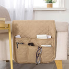 LuckyJoy Real Recliner Arm Caddy - Waterproof Bedside Remote Control Holder & Organizer, Non-Slip, Durable, 35"x13", Sand, 1 Pc
