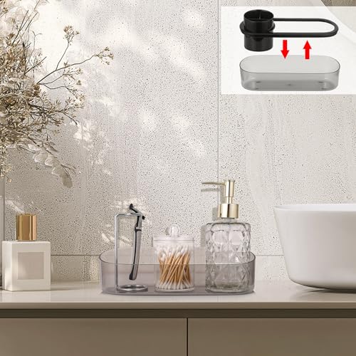 Ayswupt Black Toothbrush Holder for Bathroom,Detactable Bathroom Tray for Men,Electric Tooth Brushing Holder,Bathroom Countertop Organizer,Tooth Brush Toothpaste Caddy Storage,Vanity Sink Accessories - color: Black Toothbrush Holder
