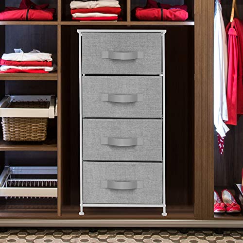 Sorbus Nightstand with 4 Drawers - Bedside Furniture & Night Stand End Table Dresser with Steel Frame, Wood Top, Easy Pull Fabric Bins for Home, Bedroom Accessories, Office & Dorm - color: White, style: 4 Drawer