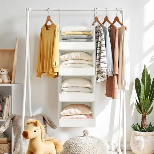 GRANNY SAYS 4-Shelf Hanging Organizer, Closet Hanging Shelves, Closet Hanging Storage Organizers, Organization for Bedroom, Living Room, Baby Nursery, Camper Accessories, Beige, 1-Pack - color: 4-shelf Beige, size: 1-Pack