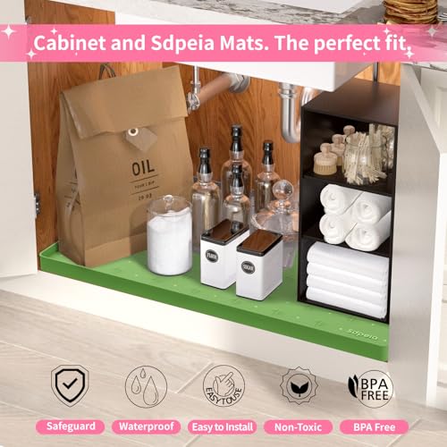 Sdpeia Under Sink Mat 31"×22" Waterproof Silicone Cabinet Liner & Sink Protector for Kitchen & Bathroom, Multi-Purpose Organizers Tray for Pets, Laundry, Cat Litter Mat - color: Avocado Green, size: 22"W x 31"L