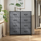YITAHOME Dresser for Bedroom, Double Dresser with 8 Drawers, Storage Tower with Fabric Bins, Chest of Drawers for Closet & Living Room (Black Wood Grain) - color: Black Wood Grain, style: 8-Drawer