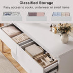 Jocoevol White 6 Drawer Dresser for Bedroom, 15.3" D x 47.2" W x 32.3" H in Simply Modern Chest of Drawers, Wood Storage Double Dresser with Deep Drawers for Living Room, Hallway Entryway, White - color: White