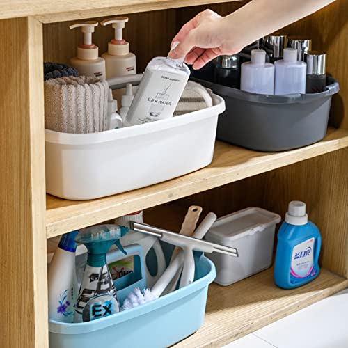 Large Cleaning Supplies Caddy Portable Shower Basket Supply Organizer with Handle Plastic Bucket Tool Storage for Bathroom, Bedroom, Kitchen, College Dorm, Garden, White - color: White, size: Large, 1pc