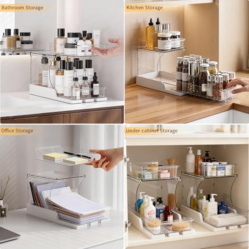 Attelite Makeup Organizer 2-Tier Makeup Storage Cosmetics Organizer with 180° Rotating Design Sturdy durable Versatile Perfume Vanity Organizer for Countertops, Bathrooms, Office Supplies,and Dressers - size: 1 pack
