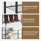5-Tier Shoe Rack Organizer, Metal Mesh Shoe Storage Shelf, for Entryway, Hallway, Closet, Dorm Room, Industrial, Rustic Brown - size: 5-Tier