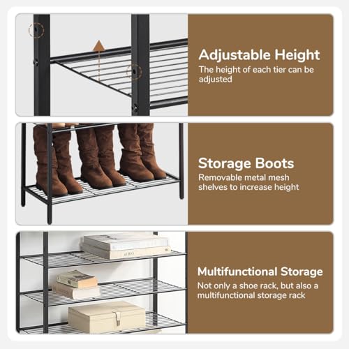 5-Tier Shoe Rack Organizer, Metal Mesh Shoe Storage Shelf, for Entryway, Hallway, Closet, Dorm Room, Industrial, Rustic Brown - size: 5-Tier