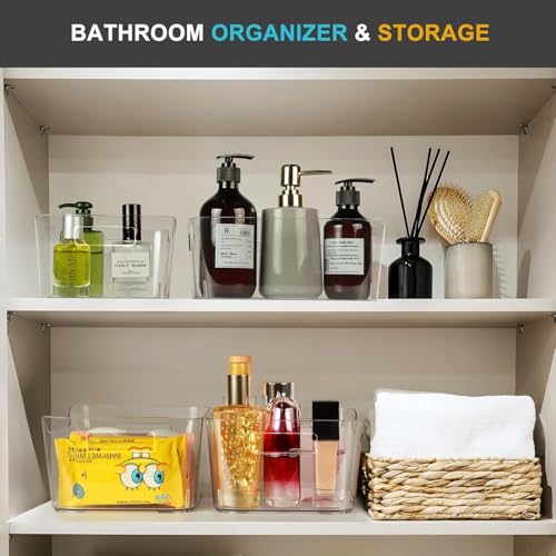 Heyuzb 8 Pack Plastic Organizer Bins and 20 Pcs Freezer Bags Multi-Use Pantry Organizers and Storage Clear Storage Bins for Organizing Kitchen, Fridge, Cabinet and Shelf - size: 8 Pack