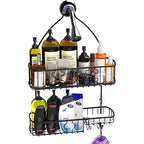Simple Houseware Bathroom Hanging Shower Head Caddy Organizer, Black - color: Black, size: Large