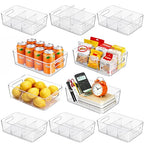 Mpotmiy 10 Pack Pantry Organizers and Storage,Clear Plastic Containers with 2 Dividers for Kitchen,Fridge Organization and Storage,Acrylic Bins for Pounches,Spice Packet,Snack organzier - style: 10pack