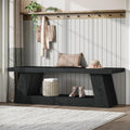 Tribesigns 63" Wooden Entryway Bench with Storage Shelf, Rustic Extra Long Bench, 2-Tier Narrow Hallway Seating Bench for Living Room, Bedroom, Kitchen(Black) - color: Black