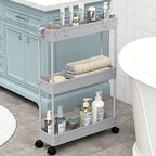 SPACELEAD Slim Storage Cart 3 Tier,Bathroom Organizer Rolling Utility,Mobile Shelving Unit Slide Out for Office, Kitchen, Laundry Room & Narrow Places,Gray - color: Grey