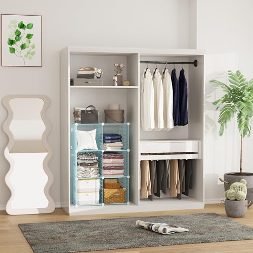 C&AHOME Wire Cube Storage, 6 - Cube Organizer Metal C Grids, Modular Shelves Units, Closet Organizer, Ideal for Home, Office, Living Room, 36.6”L x 12.4”W 36.6”H, Blue UWCS3006B - color: Blue, size: 6 Cube