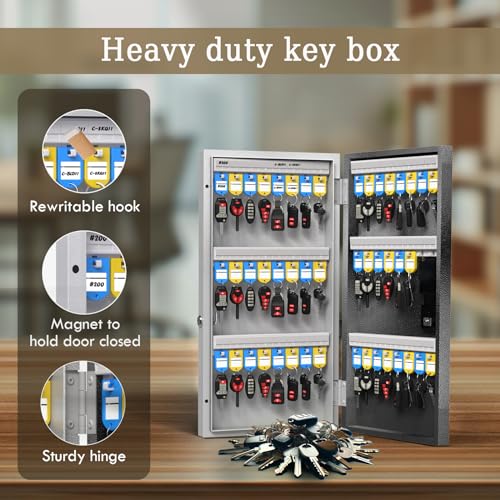 48-Key Smart Key Lock Box Wall Mount – Commercial Key Cabinet with App, Keypad, Bluetooth & WiFi Unlock (Sold Separately), Access Log Tracking, Key Management System for School, Office - size: 48 Keys (Smart）