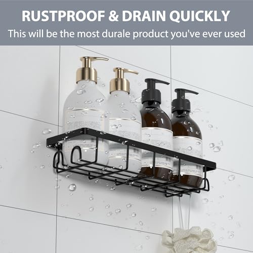 Shower Caddy Organizer with Hooks,Self Adhesive Bathroom Shelves,Shower Shelves,No Drilling Bathroom Organizers and Storage,Perfect for RV, Apartment, Home Decor,3 Pack Black - color: Black, size: 3 Pack