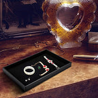 2Pcs Black Velvet Stackable Jewelry Tray Showcase Display Earring Necklace Bracelet Rings Organizer… - size: 2pcs