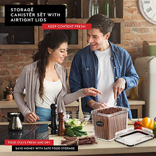 DWËLLZA KITCHEN Flour Sugar Storage Containers Set of 4; 3.6L Plastic Airtight Food Storage Containers with Lids for Kitchen Pantry Organization and Storage - Dry Food Containers, Labels & Marker - color: 01 - 3.6L (Set of 4)