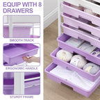 SYKIARIOL Rolling Cart with Drawers,Utility Cart With 8 Drawers and Wooden Tabletop for Living Room,Classroom,Bedroom,Bathroom,Dorm,Office,Purple - color: Purple
