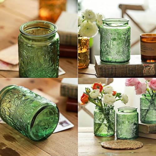 Set of 2 Vintage Glass Jars, Green Glass Storage Jars with Lids (23.7 oz) for Kitchen, Pantry, Candy, Flour, Oatmeal, Coffee Beans, Pet Food, Laundry Detergent, Cute Jar (Green&Blue 2, 23.7 Ounces) - color: Green&Blue 2, size: 23.7 Ounces