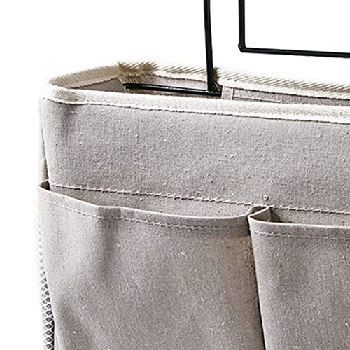 flexman Nightstand Hanging Bag, Hook Design Bedside Storage Pocket Organizer Basket with Metal Bracket and Wear Resistant Fabric for Kitchen Wardrobe Doors, Hanging Rods(Gray) - color: Gray