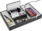 Leather Valet Tray for Men - EDC Catch All, Dresser Organizer, Jewelry & Wallet Desk Accessory, Bedside Entryway Key Catchall - color: Gray
