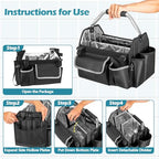 HODRANT Wearable Cleaning Caddy Organizer, Cleaning Supplies Bag with Divider & Support Pad, Cleaner Tote with Handle & Detachable Shoulder Strap, Housekeeping Storage Box with Multi Pockets, Bag Only