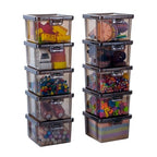 10-Pack Small Plastic Containers with Lids, Clear Stackable Storage Boxes & Bins Organizer for Bead Organizer, Craft Storage, Stickers, Jewelry & Small Items – Black Square Small - size: Black Square Small - 10 Pack