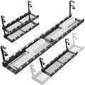 31Inch Extendable Under Desk Cable Management Tray Multi-Model Metal Cable Management Tray Under Desk Cord Management with Clamp Power Strip Cord Holder for Wire Cable Management