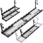 31Inch Extendable Under Desk Cable Management Tray Multi-Model Metal Cable Management Tray Under Desk Cord Management with Clamp Power Strip Cord Holder for Wire Cable Management
