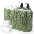 Kathfly Sage Green Toilet Paper Storage Basket Scalloped Wicker Woven Bathroom Basket Toilet Paper Holder Holds up to 6 Mega Rolls Woven Organizer for Home Bathroom Kitchen Offices - style: Scalloped Style