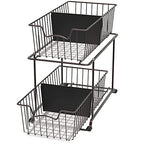 SimpleHouseware 2 Tier Cabinet Wire Basket Drawer Organizer, Brown - color: Brown