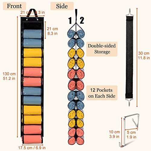 Lirex Hanging Yoga Legging Storage Organizer with 24 Pockets, Foldable Oxford Cloth Hanging Closet Organizer Shirts Jeans Storage Hanger Socks Holder for Family Closet Bedroom, Black - color: Black