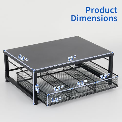 Small Laptop Stand for Desk, Monitor Stand Riser, Desk Organizer for Office Organization, Office Desk Accessories, Computer Desktop Stand with Drawer for Home, Office, School (Black) - color: Black