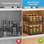 BOIVSHI 2-Tier Spice Rack, Pull Out Cabinet Organizer Spice Racks Height Adjustable Heavy Duty Metal Basket for Inside Cabinets & Pantry Closet(9.5''Wx10.5''Dx9.5''H) - size: 2 Tier,9.5''Wx10.5''Dx9.5''H