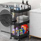 Ronlap 3 Tier Slim Rolling Storage Cart with Wheels Plastic Utility Cart Organizer for Snack Craft Art Postpartum Baby Diaper Nail Makeup in Bathroom Laundry Room Kitchen Bedside Narrow Space, Black - color: Black